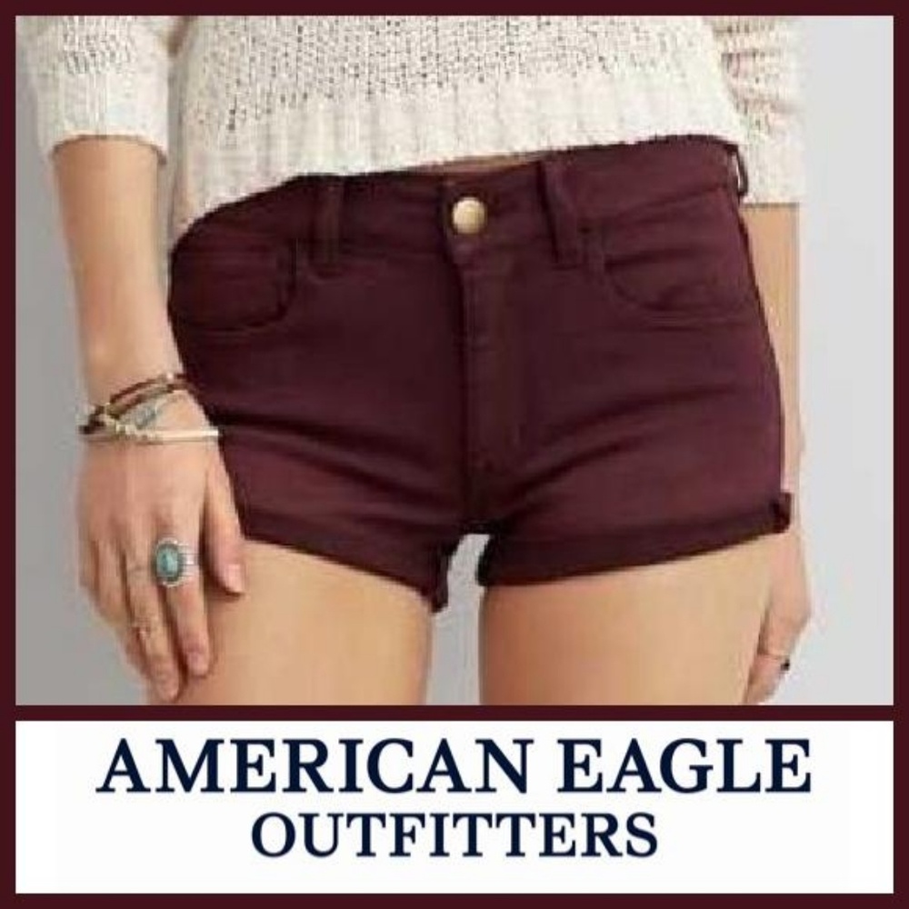 American Eagle Super Stretch Midi Short Wine sz 0